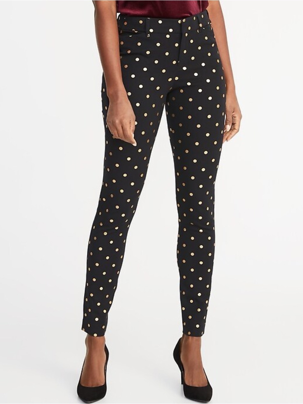 Old Navy Polka Dot Pixi Pants Black Gold